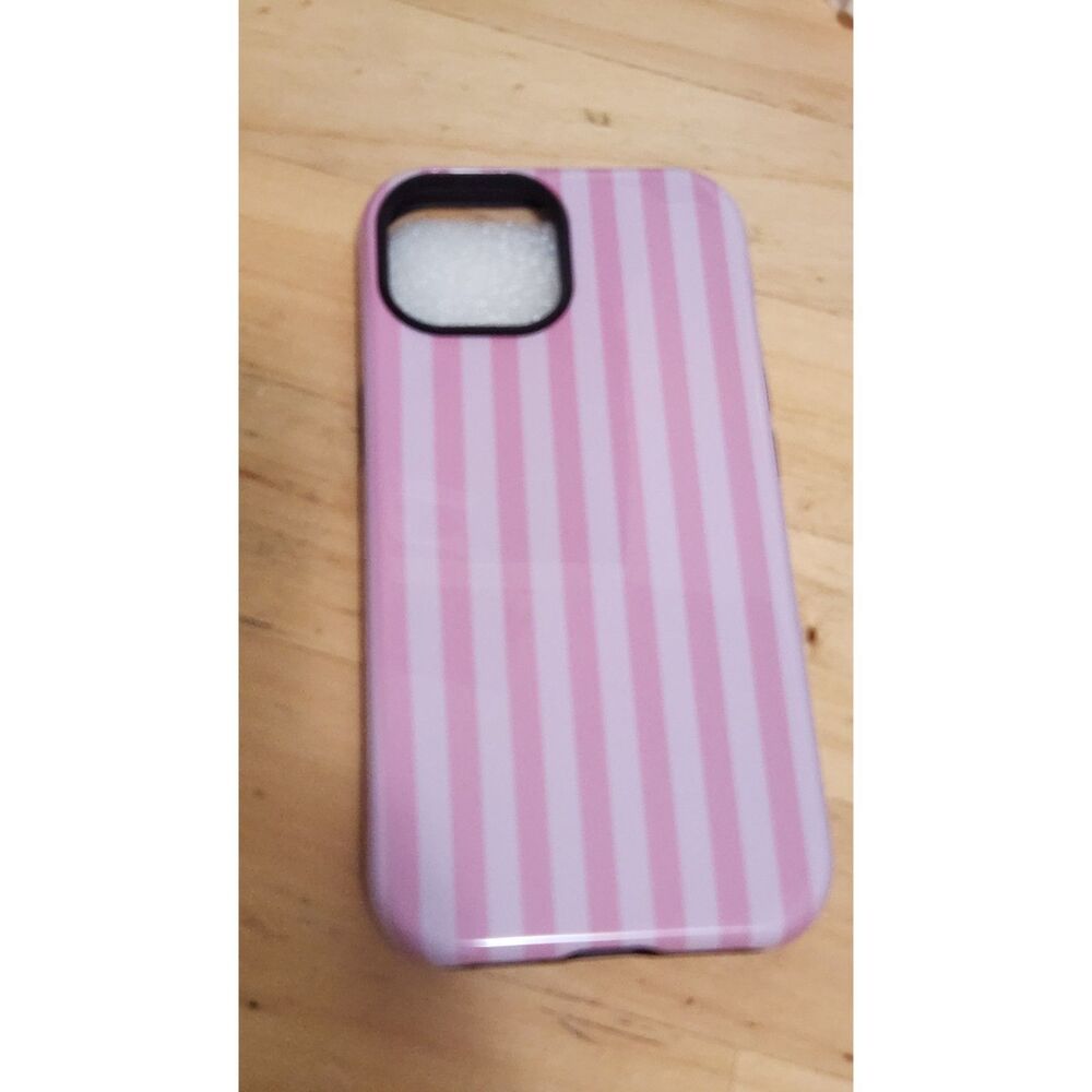 Cute Pink Stripes Case for iPhone 15 Pro Max Aesthetic Vertical Line Pattern